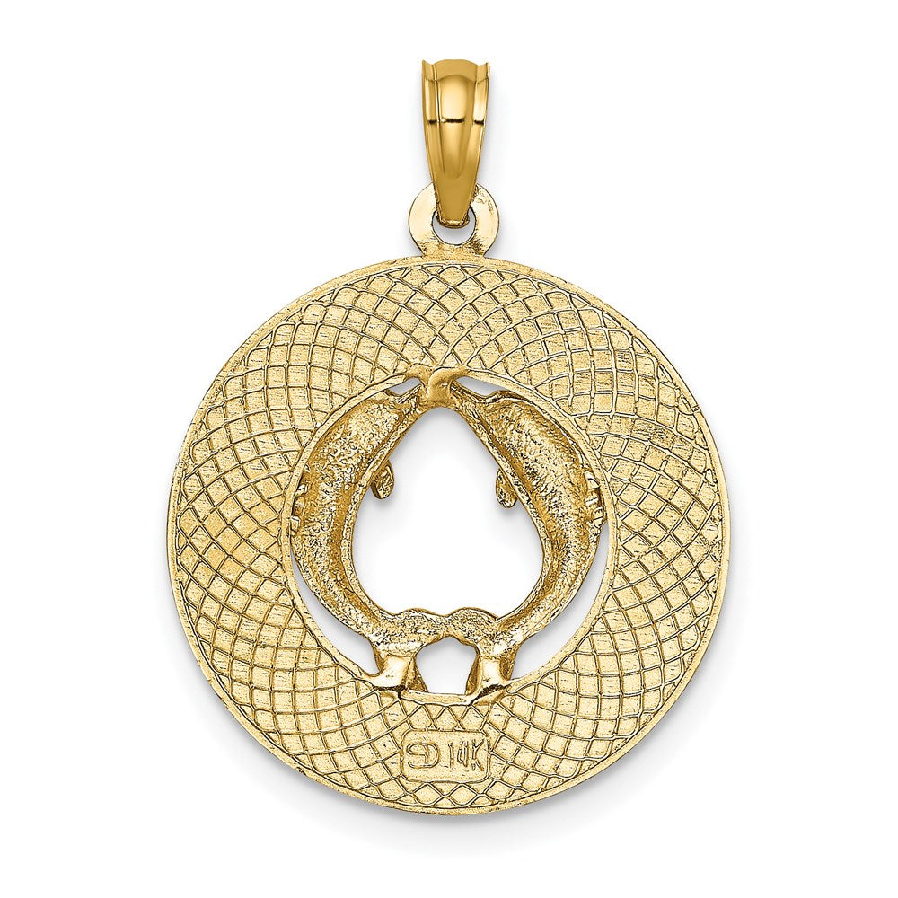 14k Yellow Gold ANNAPOLIS MD Circle Dolphins Charm