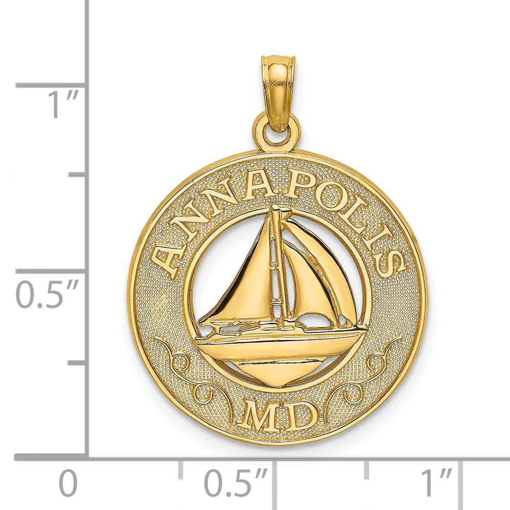 14k Yellow Gold ANNAPOLIS MD Sailboat Charm