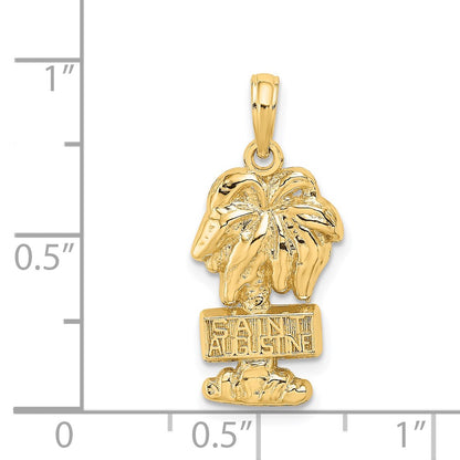 14k Yellow Gold SAINT AUGUSTINE Palm Tree Charm