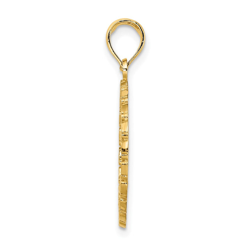 14k Yellow Gold JAMAICA Palm Tree Circle Charm