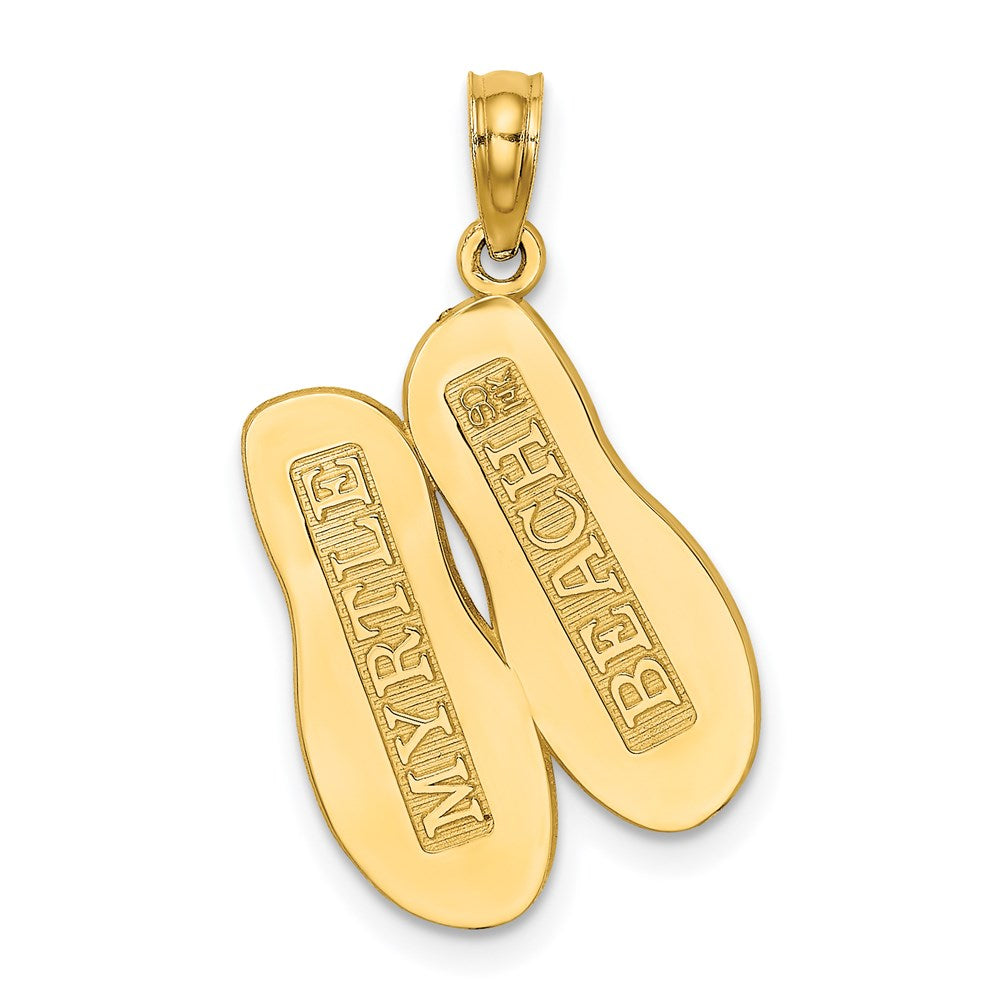 14k Yellow Gold 3D Large MYRTLE BEACH w/ Flip-Flops Charm