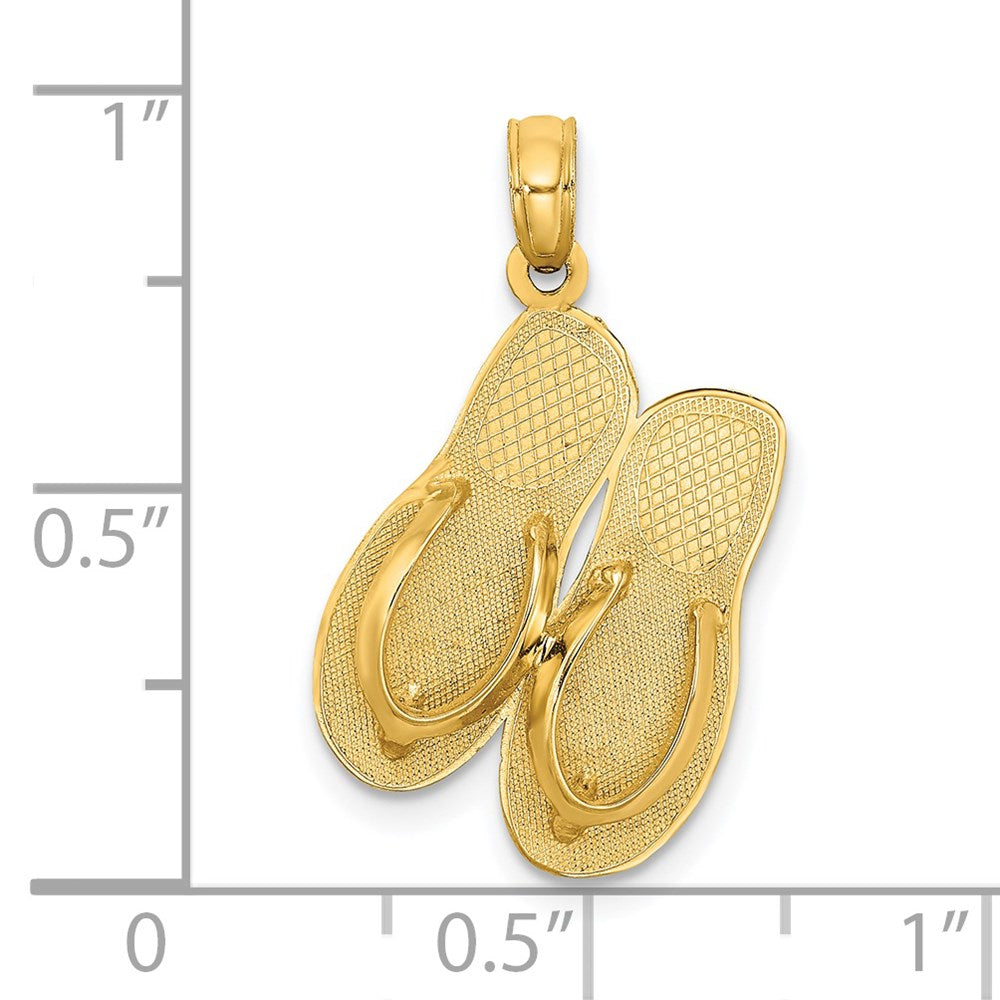 14k Yellow Gold 3D Large MYRTLE BEACH w/ Flip-Flops Charm