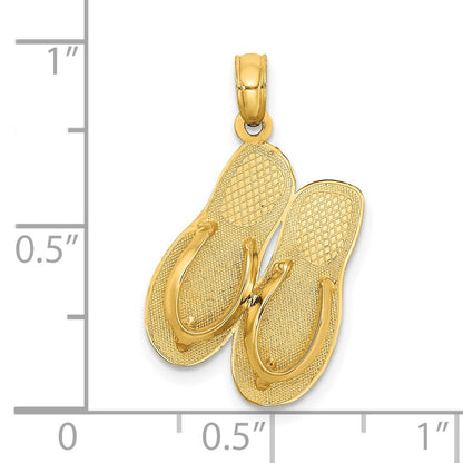 14k Yellow Gold 3D Large MYRTLE BEACH w/ Flip-Flops Charm