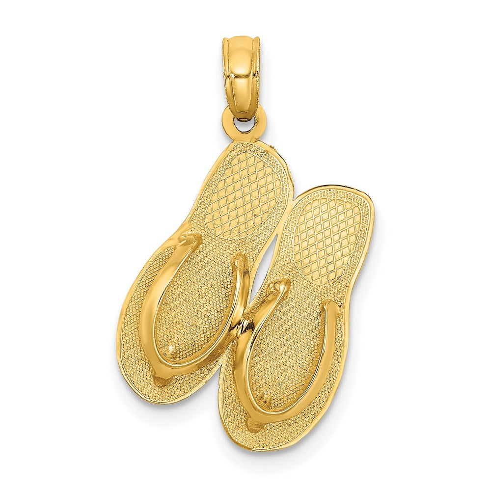 14k Yellow Gold 3D Large MYRTLE BEACH w/ Flip-Flops Charm