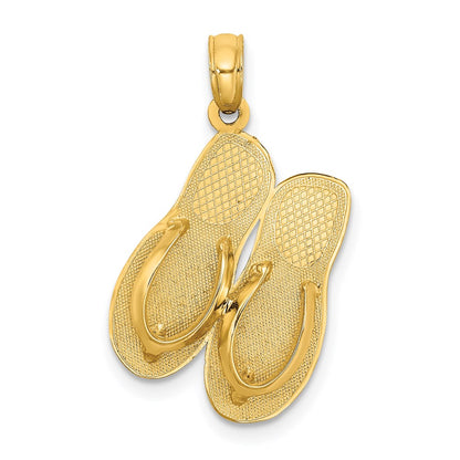 14k Yellow Gold 3D Large MYRTLE BEACH w/ Flip-Flops Charm