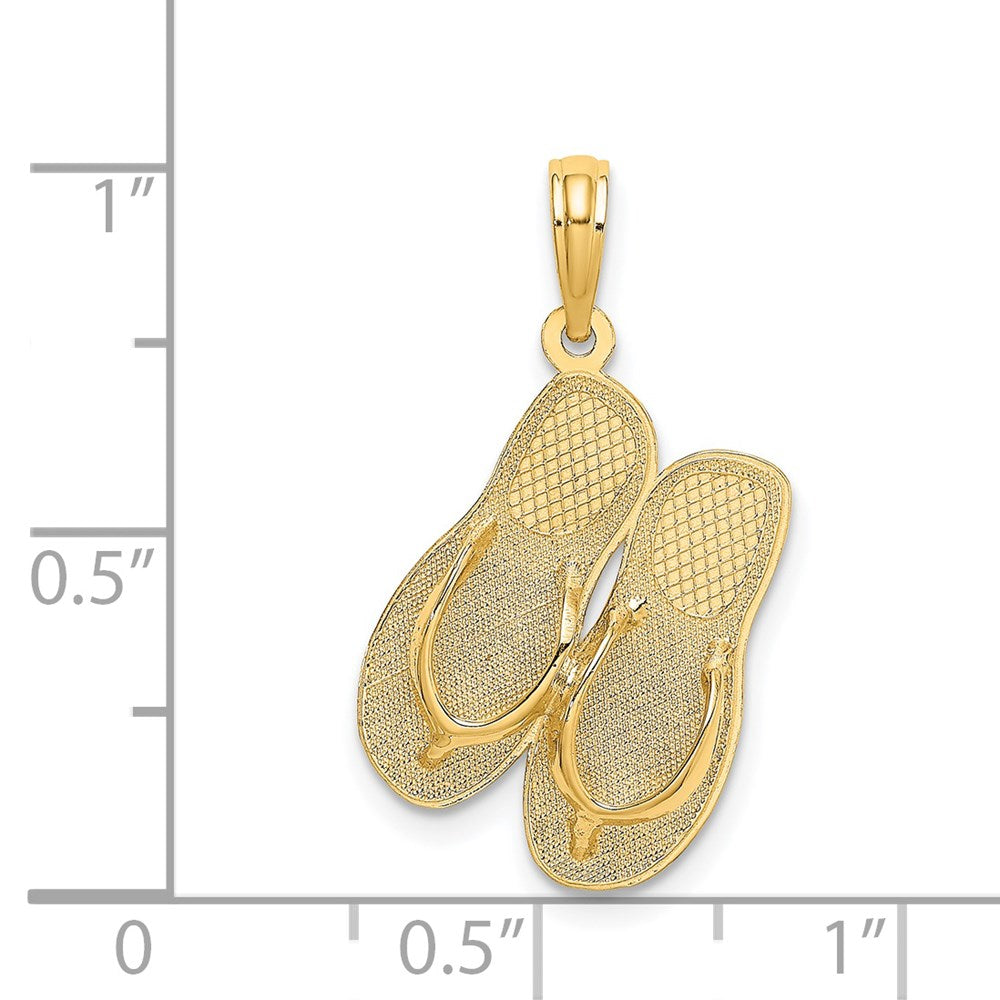 14k Yellow Gold 3D Large SARASOTA FLORIDA Flip-Flops Charm
