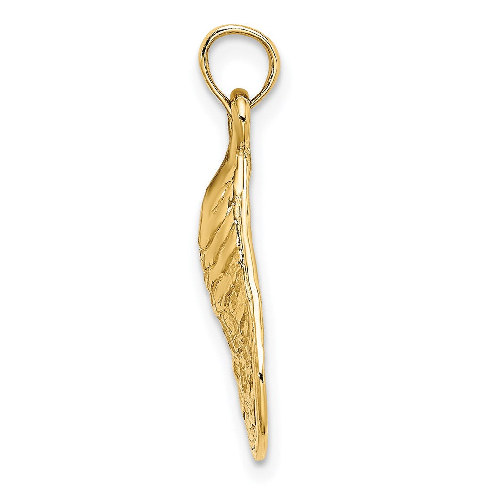 14k Yellow Gold Textured and Polished Oyster Shell Charm