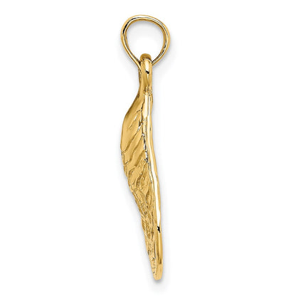 14k Yellow Gold Textured and Polished Oyster Shell Charm
