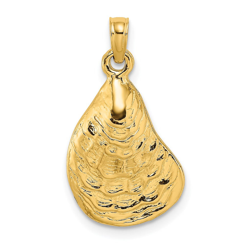14k Yellow Gold Textured and Polished Oyster Shell Charm