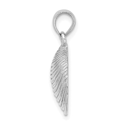 14k White Gold Textured Clam Shell Charm