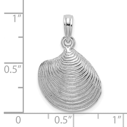 14k White Gold Textured Clam Shell Charm