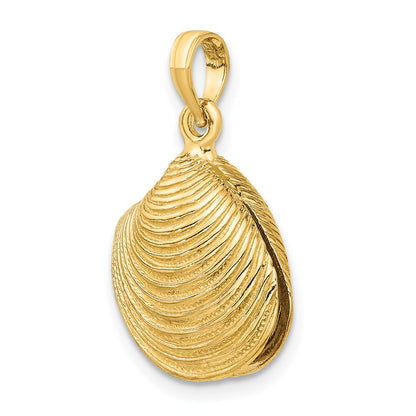 14k Yellow Gold 3-D Textured Clam Shell Charm