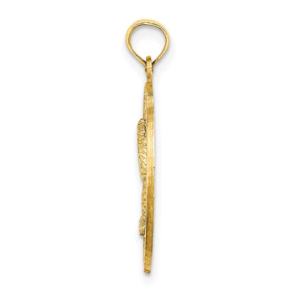 14k Yellow Gold MYRTLE BEACH w/Palm Tree Circle Charm