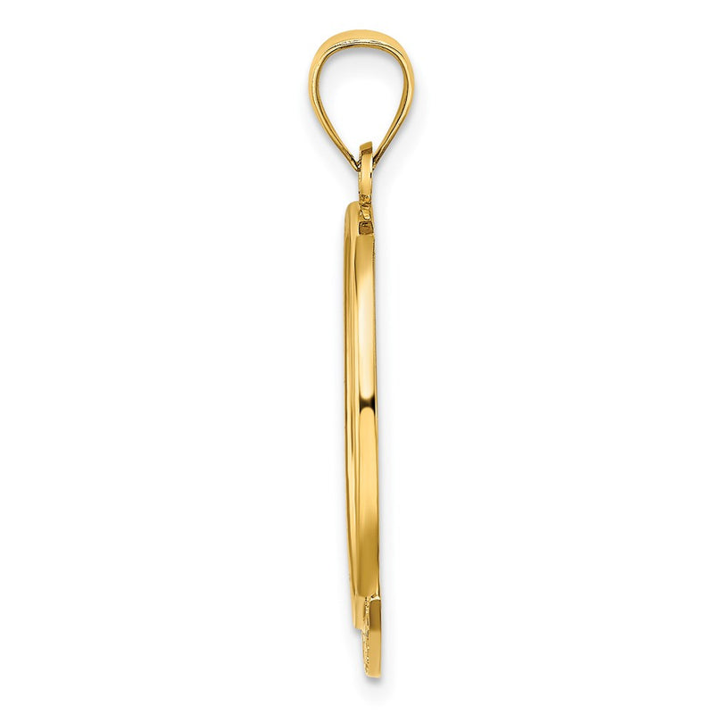 14k Yellow Gold Polished KAUAI w/ Dolphins and Waves Charm