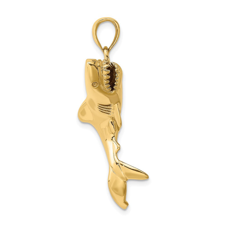 14k Yellow Gold 3-D Polished Shark Charm