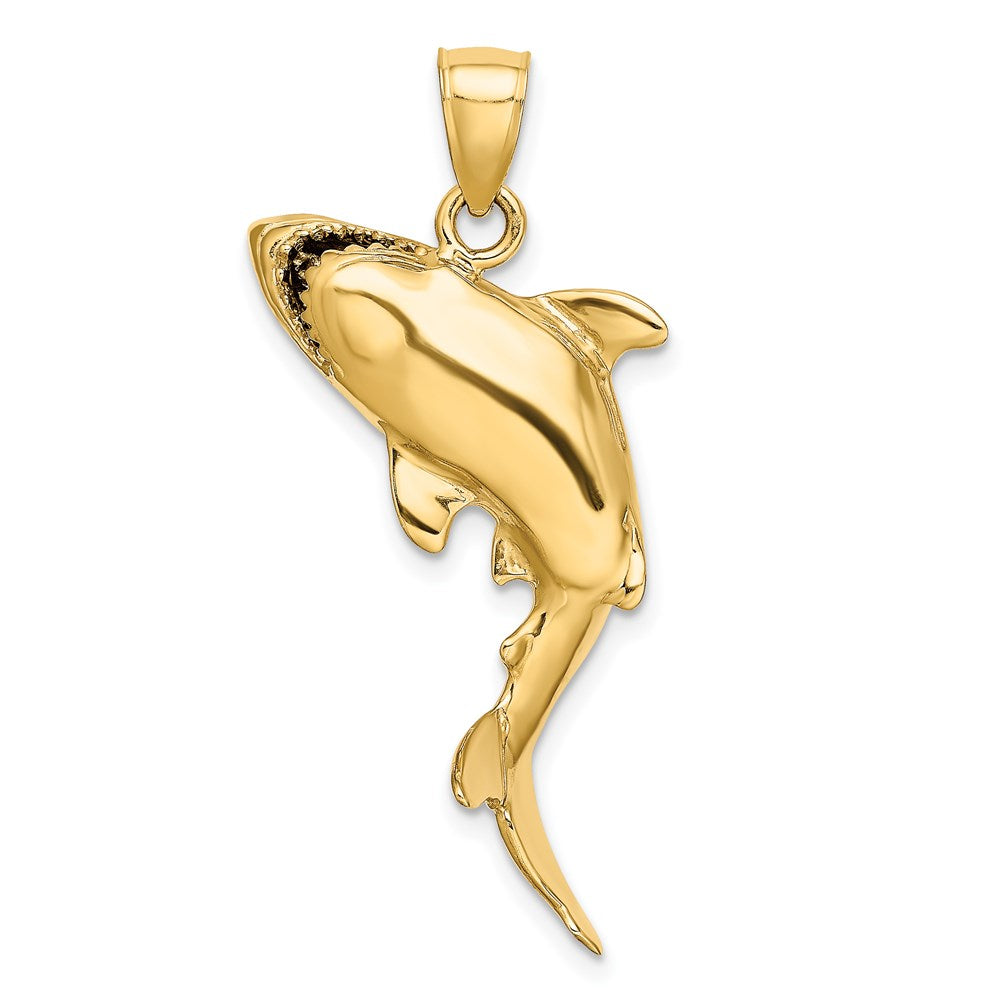 14k Yellow Gold 3-D Polished Shark Charm