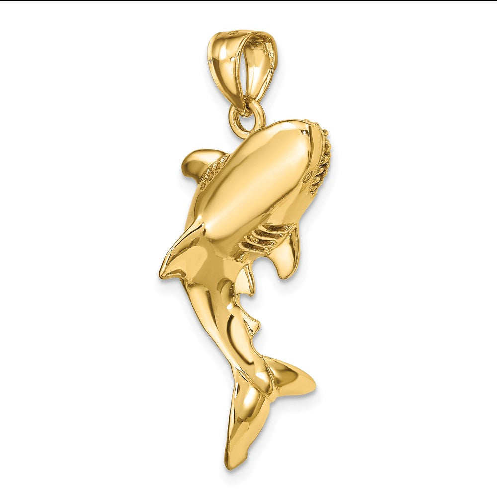 14k Yellow Gold 3-D Polished Shark Charm