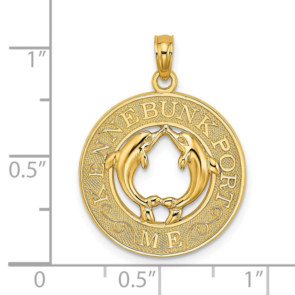 14k Yellow Gold KENNEBUNKPORT ME Dolphins Charm
