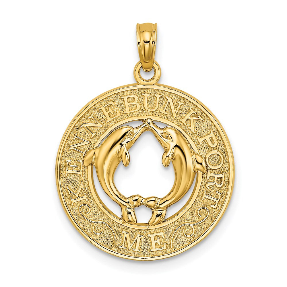14k Yellow Gold KENNEBUNKPORT ME Dolphins Charm