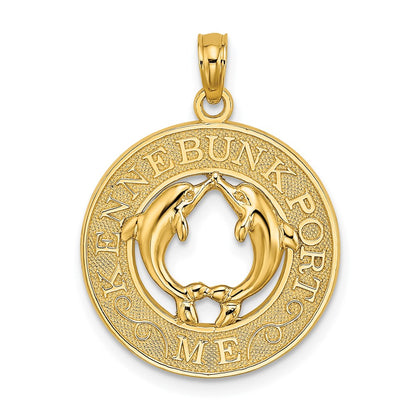 14k Yellow Gold KENNEBUNKPORT ME Dolphins Charm