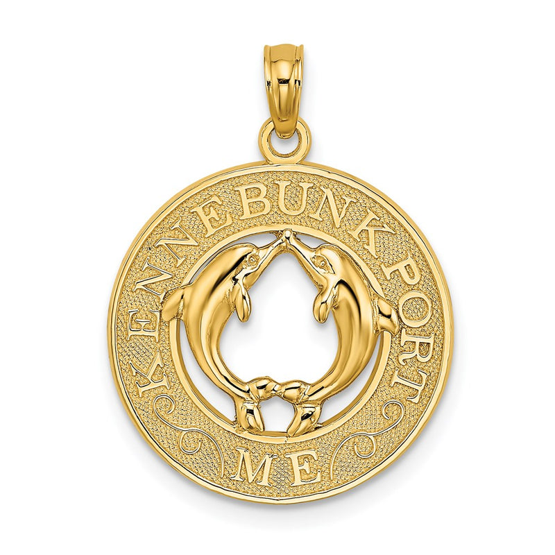 14k Yellow Gold KENNEBUNKPORT ME Dolphins Charm