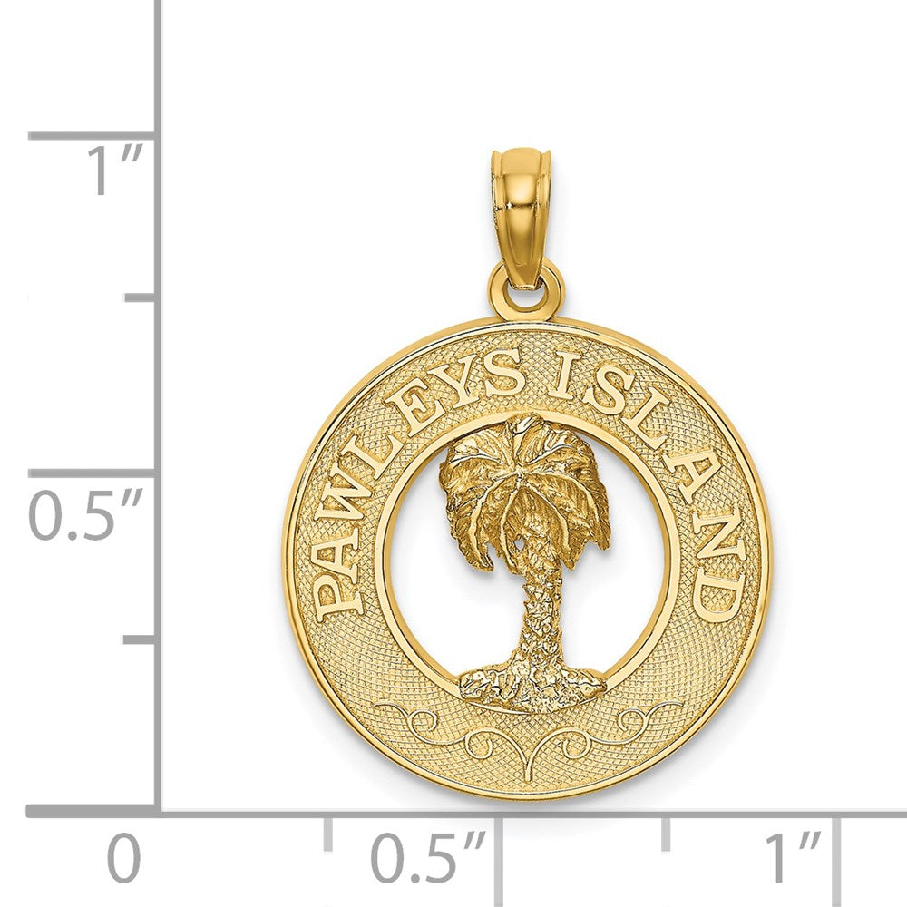 14k Yellow Gold PAWLEYS ISLAND Palm Tree Charm