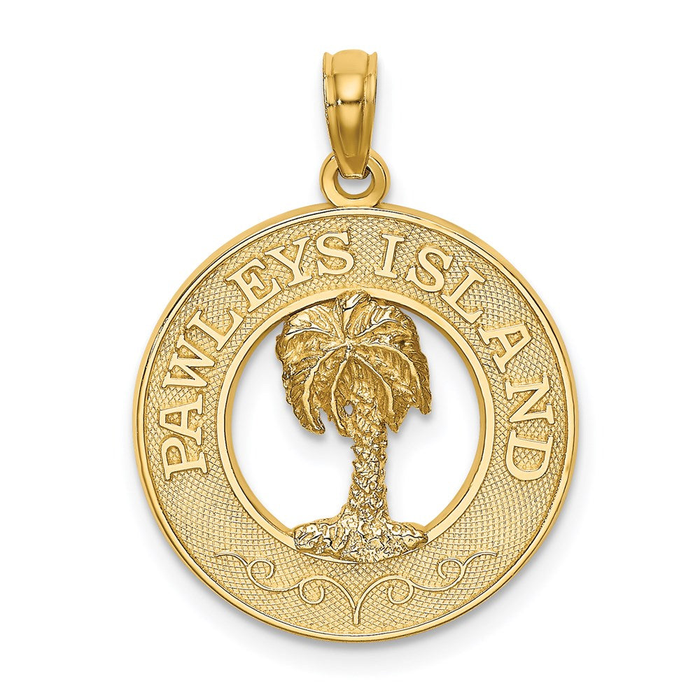 14k Yellow Gold PAWLEYS ISLAND Palm Tree Charm