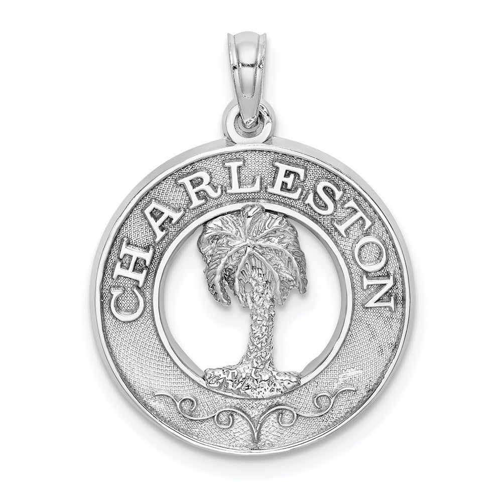 14k White Gold CHARLESTON Palm Tree Charm