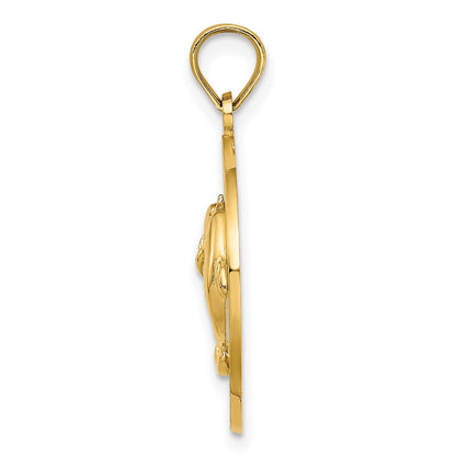 14k Yellow Gold JAMAICA w/Dolphins Circle Charm