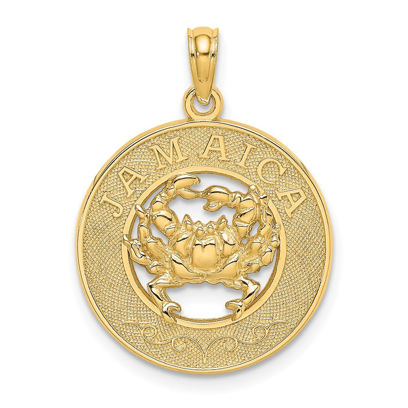 14k Yellow Gold JAMAICA w/Crab Circle Charm