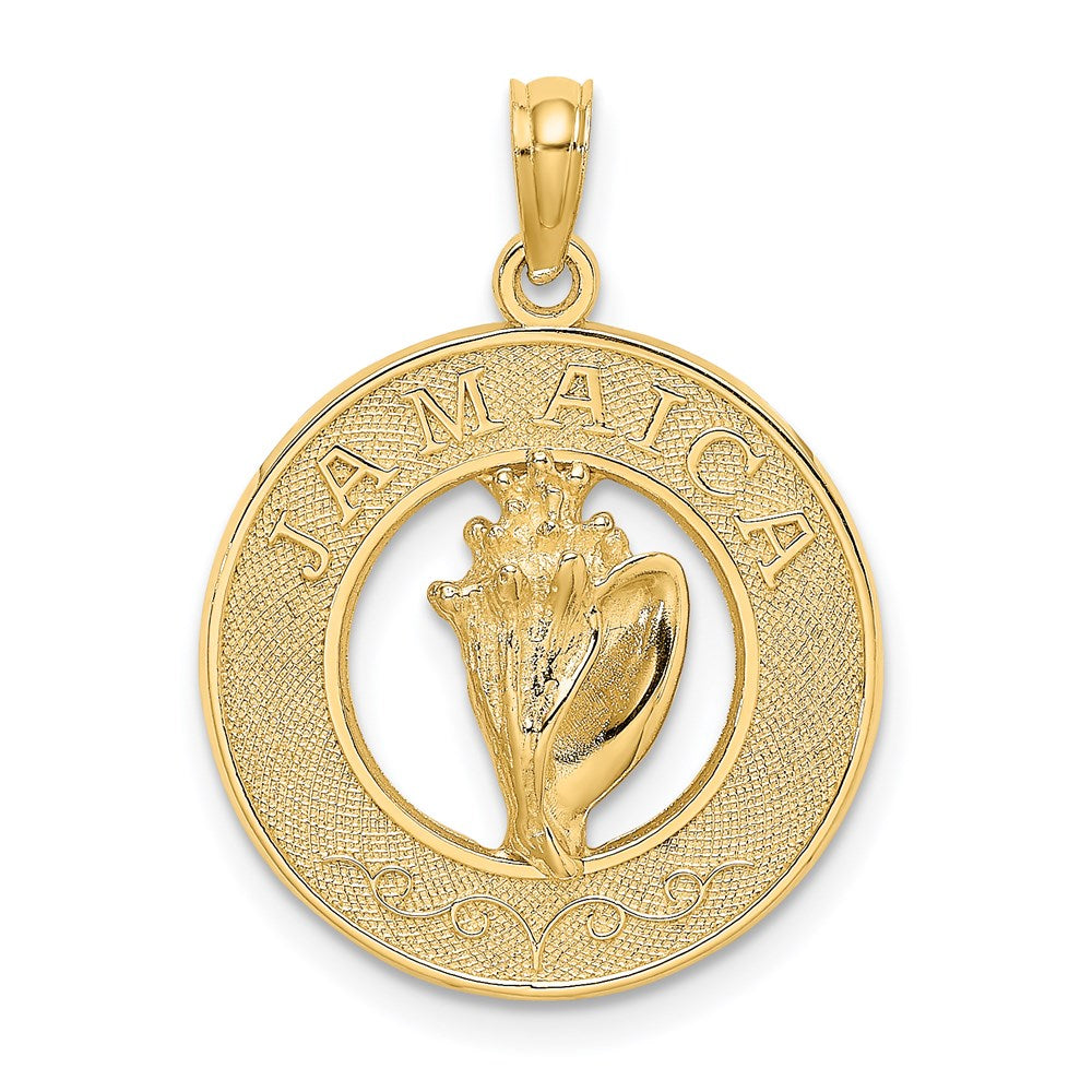 14k Yellow Gold JAMAICA Circle w/ Conch Shell Charm