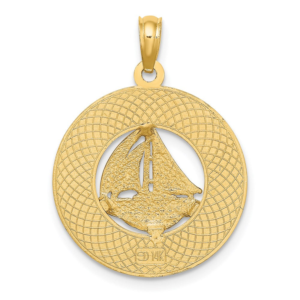 14k Yellow Gold CANCUN w/Sailboat Circle Charm