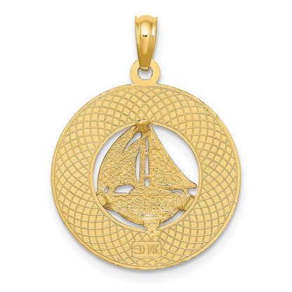 14k Yellow Gold CANCUN w/Sailboat Circle Charm