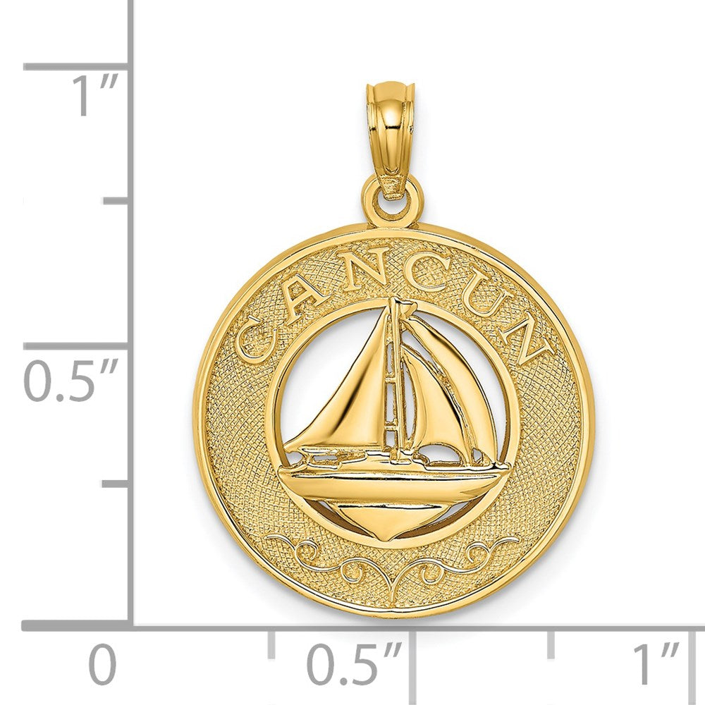 14k Yellow Gold CANCUN w/Sailboat Circle Charm