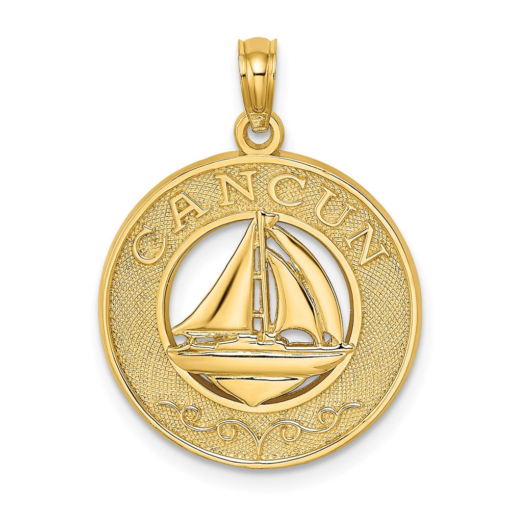 14k Yellow Gold CANCUN w/Sailboat Circle Charm