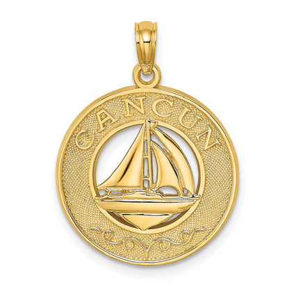 14k Yellow Gold CANCUN w/Sailboat Circle Charm