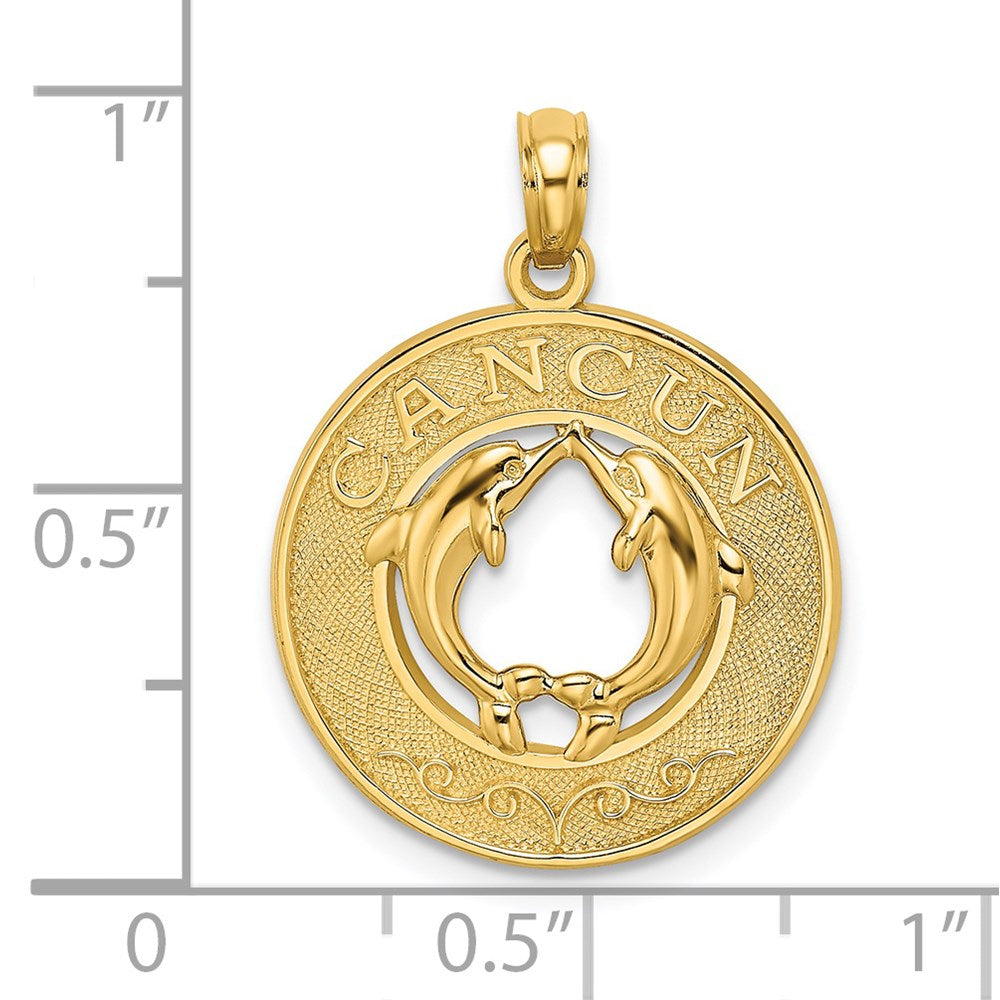14k Yellow Gold CANCUN w/Dolphin Circle Charm