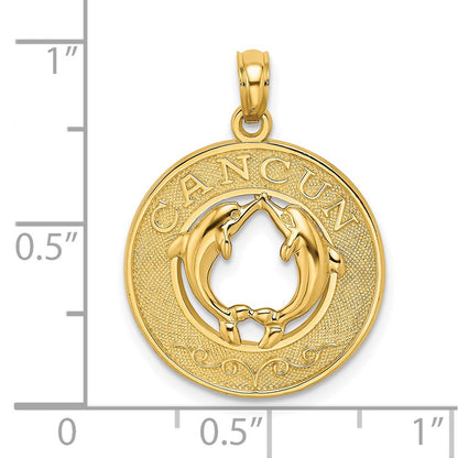 14k Yellow Gold CANCUN w/Dolphin Circle Charm