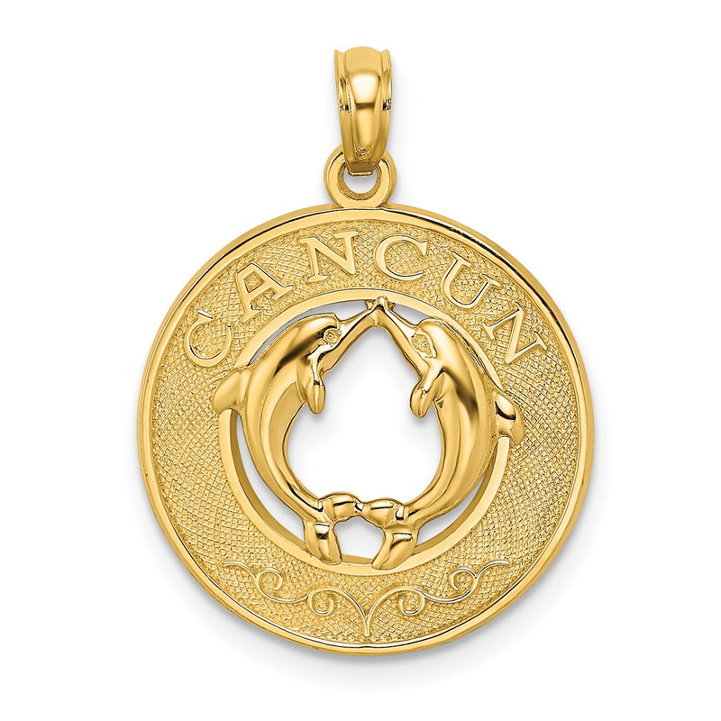 14k Yellow Gold CANCUN w/Dolphin Circle Charm