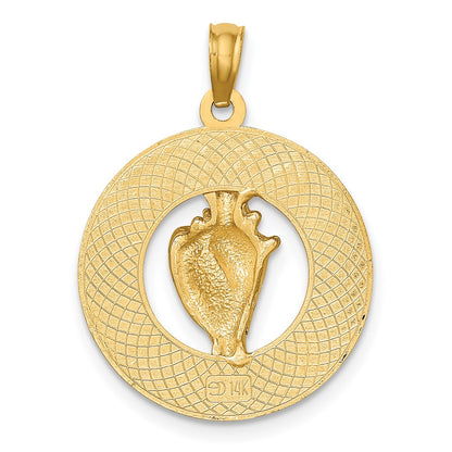 14k Yellow Gold CANCUN w/Conch Shell Circle Charm