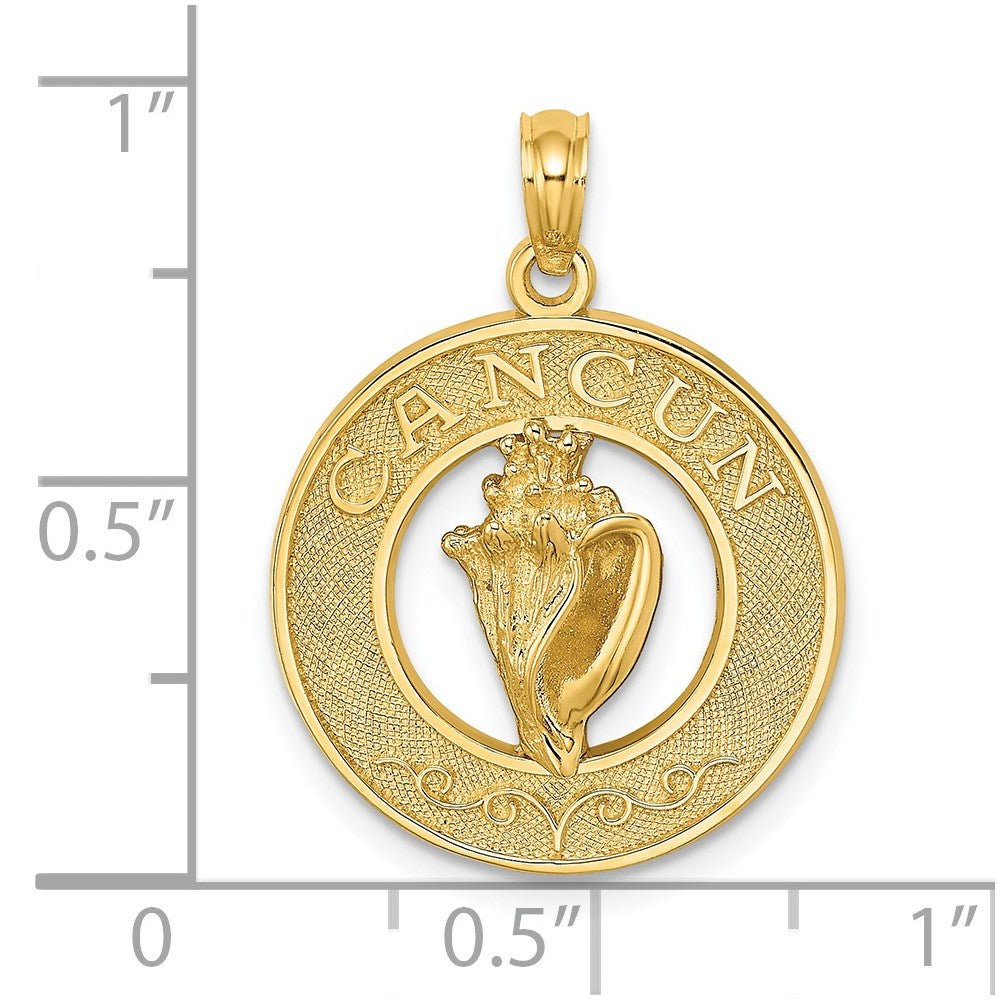 14k Yellow Gold CANCUN w/Conch Shell Circle Charm