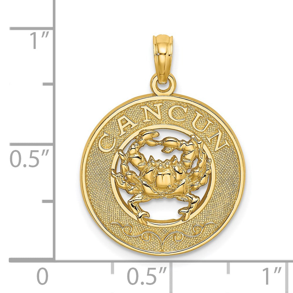 14k Yellow Gold CANCUN w/Crab Circle Charm