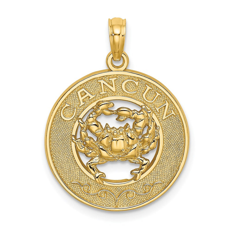 14k Yellow Gold CANCUN w/Crab Circle Charm