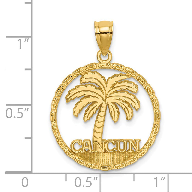 14k Yellow Gold CANCUN Palm Tree Circle Charm