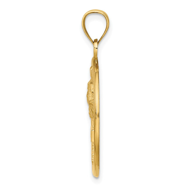 14k Yellow Gold FLORIDA On Palm Tree In Circle Charm