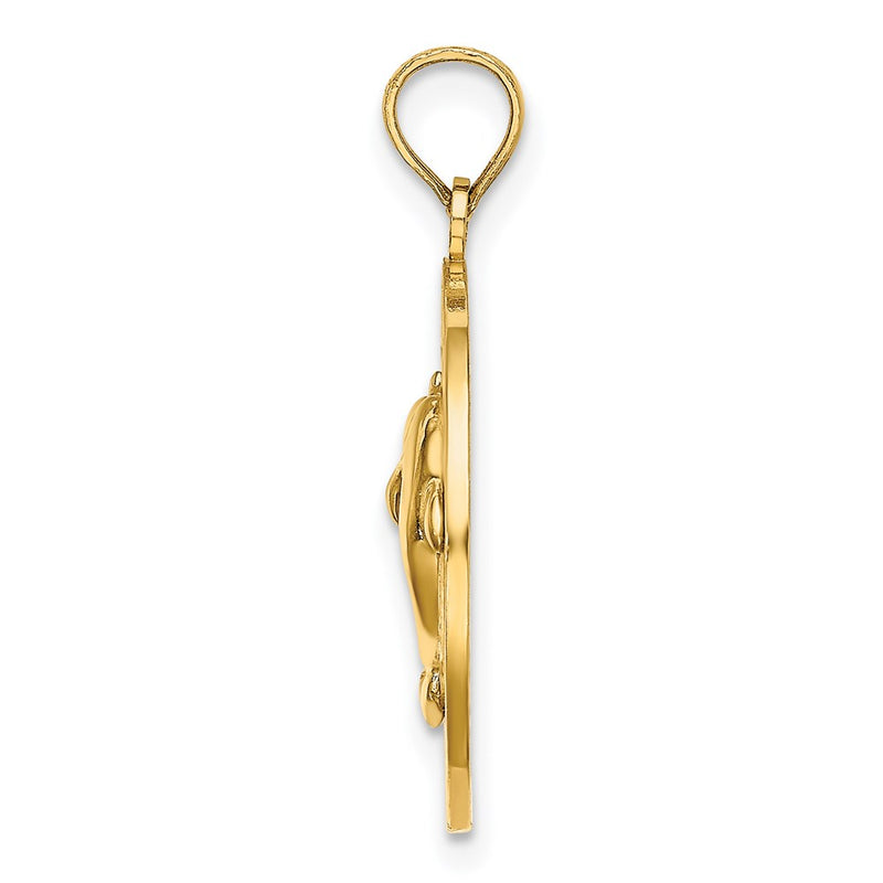 14k Yellow Gold BONAIRE Circle w/ Dolphins Charm