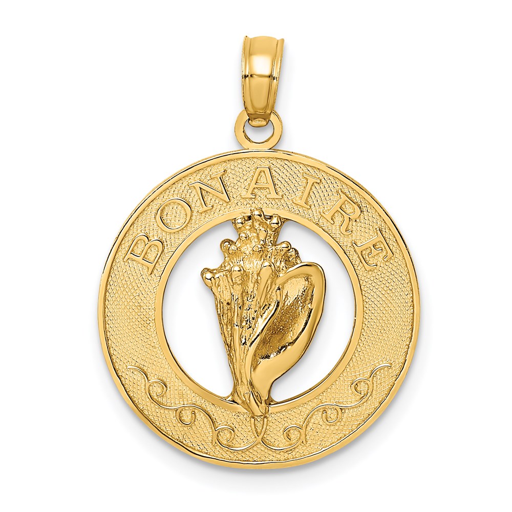 14k Yellow Gold BONAIRE Circle w/ Conch Shell Charm