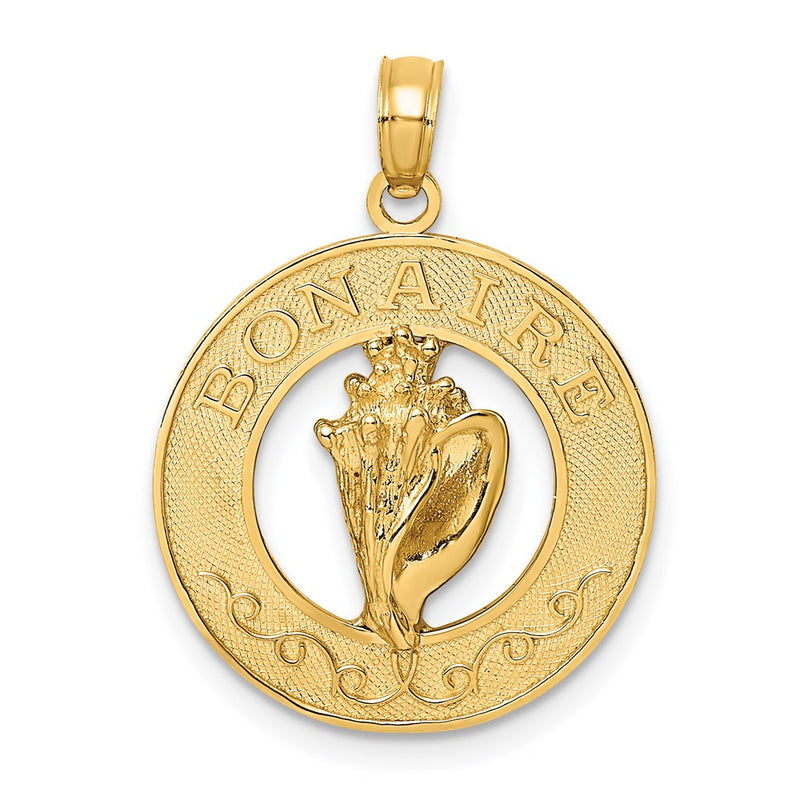 14k Yellow Gold BONAIRE Circle w/ Conch Shell Charm
