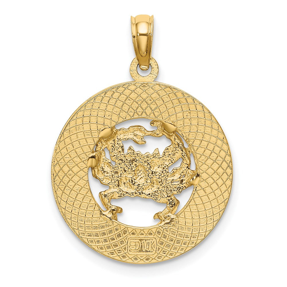14k Yellow Gold TURKS AND CAICOS Circle w/ Crab Charm
