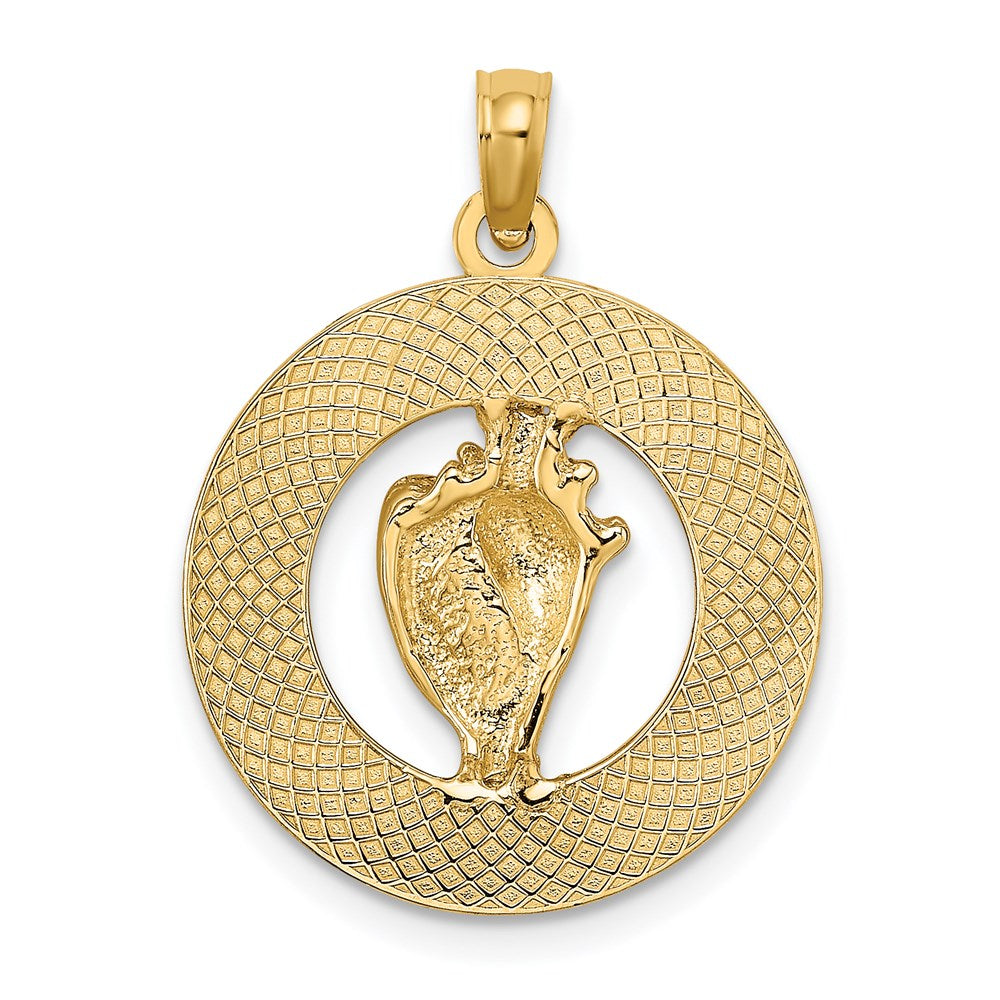 14k Yellow Gold BAHAMAS  W/Conch Shell Circle Charm